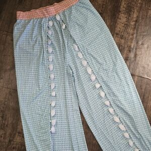 CABANAV LIFE Blue Patterned Beach Pants with Tassel Details Sz XL